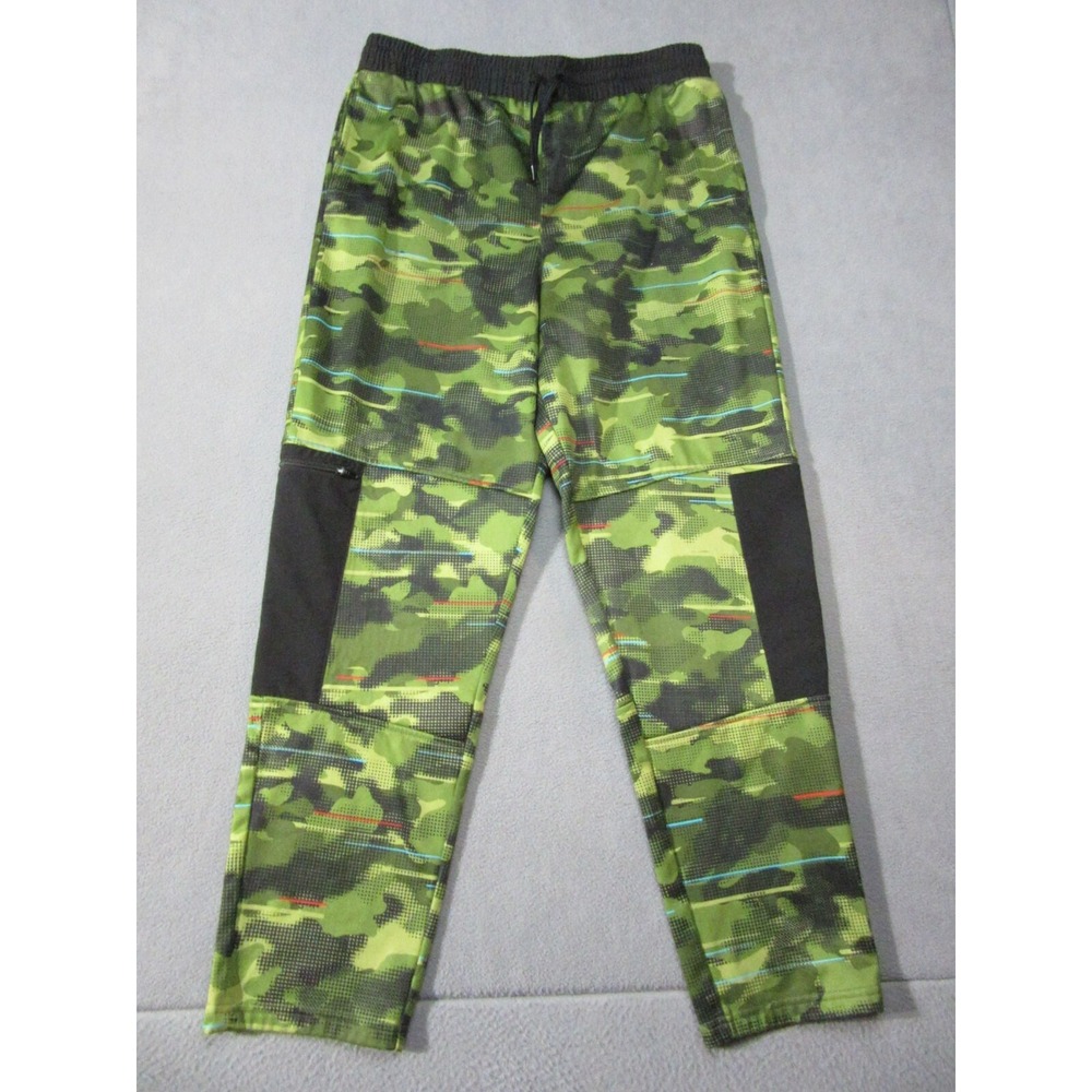 Lands End Sweatpants Boys 2XL Green Cargo Camouflage Camo Patch Drawstring